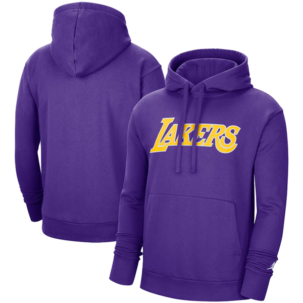 Men's Los Angeles Purple Lakers 2021  City Edition Essential Logo Fleece Pullover Hoodie